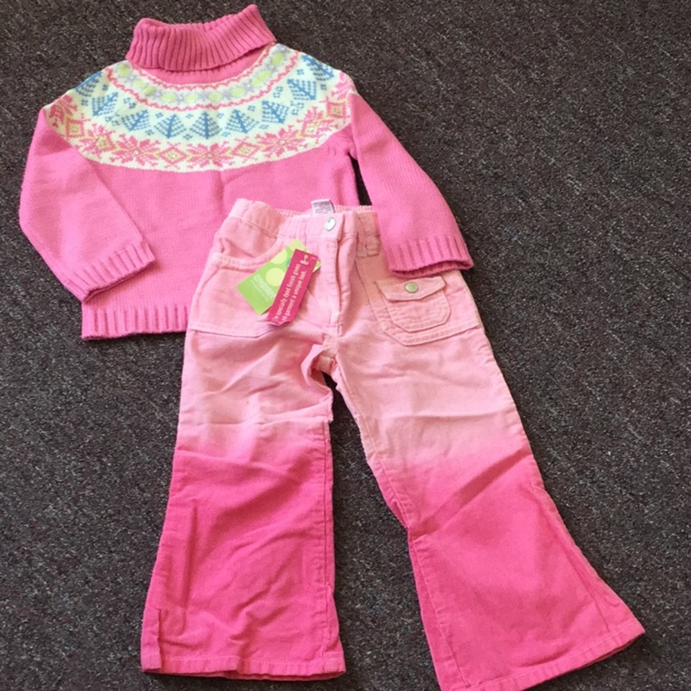 Gymboree Sweet Cupcake line pink sweater and NWTs corduroy pants Sz 3
